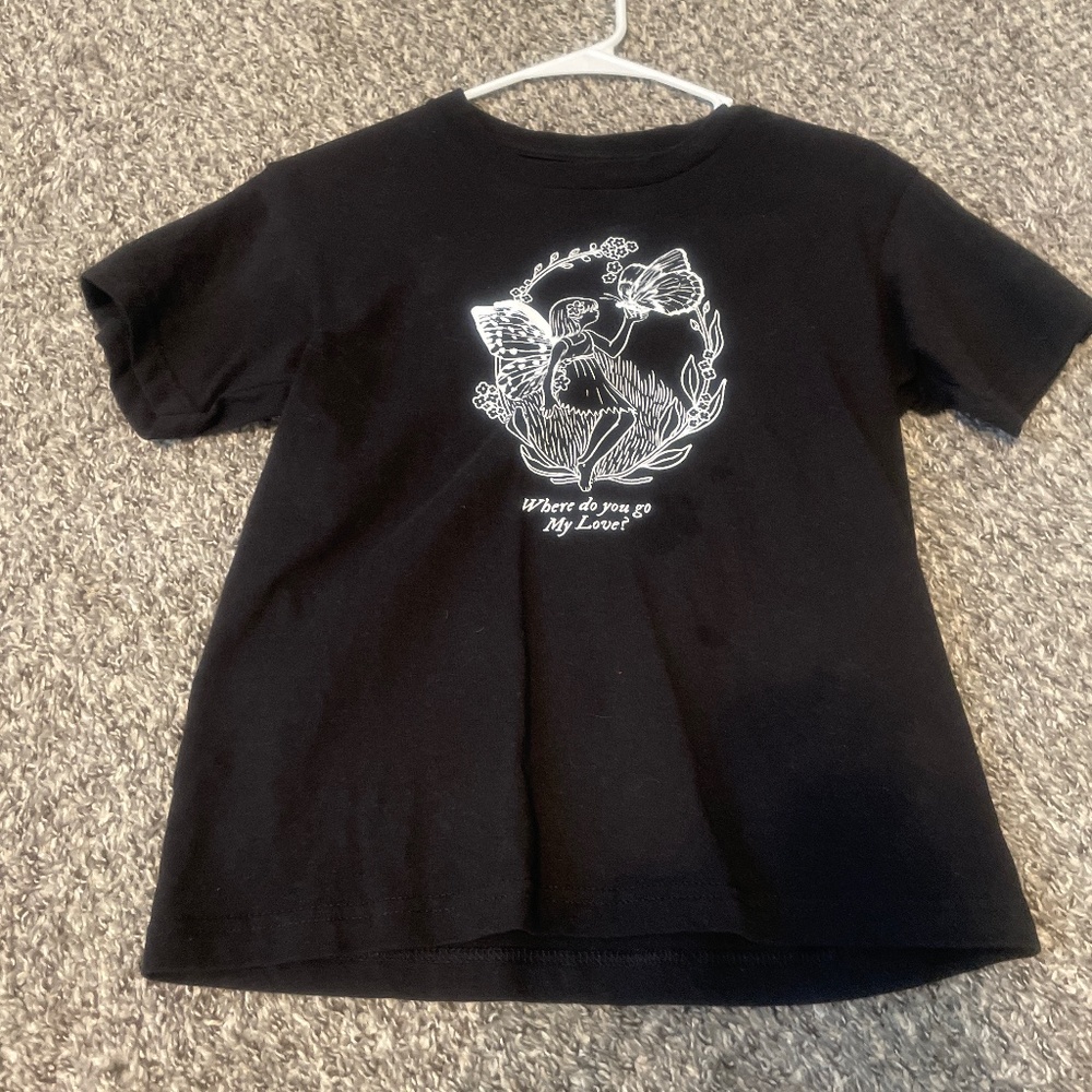 “Where do you go my love?” Black tee shirt